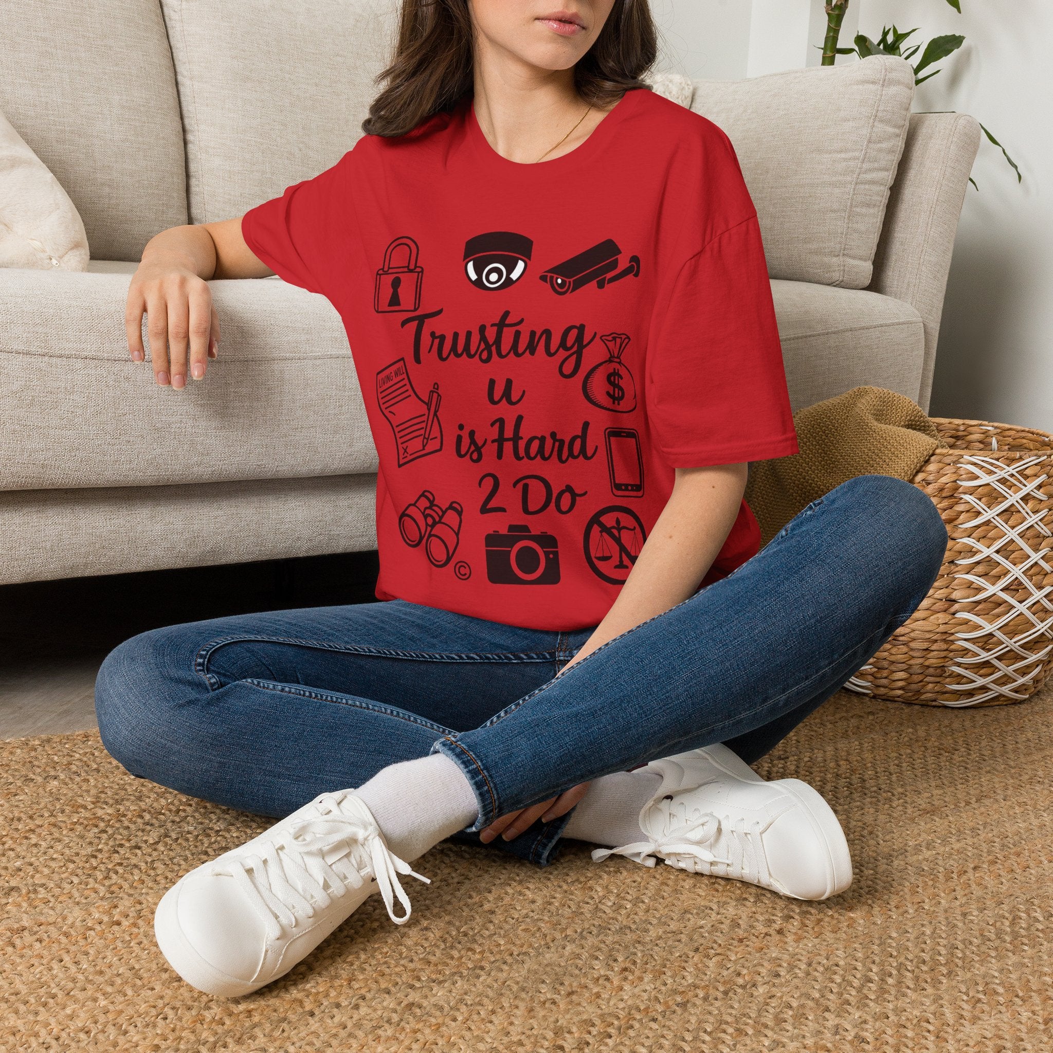 Trusting U is Hard 2 Do Graphic Tee – Security & Privacy Icon Streetwear Unisex Softstyle T-Shirt