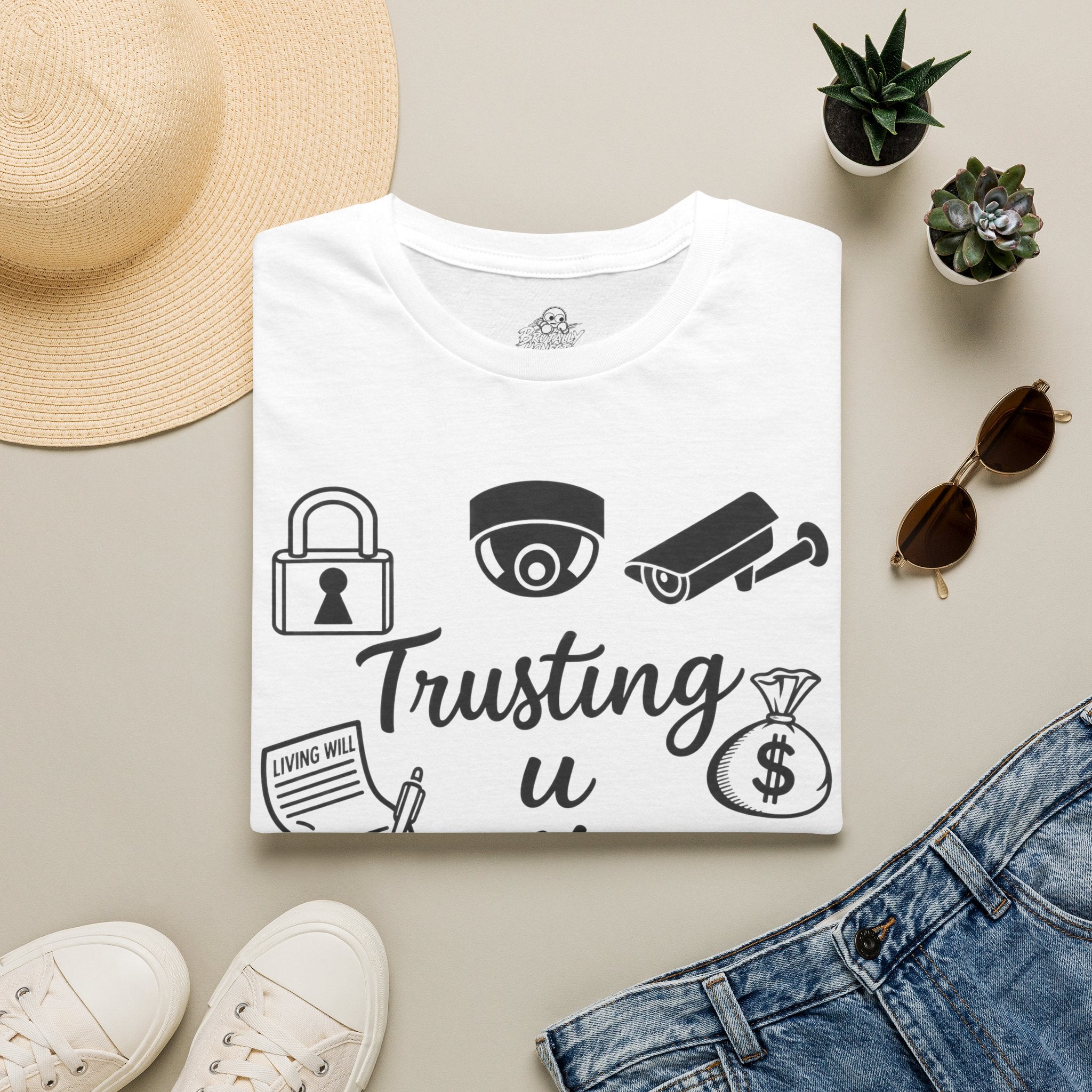 Trusting U is Hard 2 Do Graphic Tee – Security & Privacy Icon Streetwear Unisex Softstyle T-Shirt