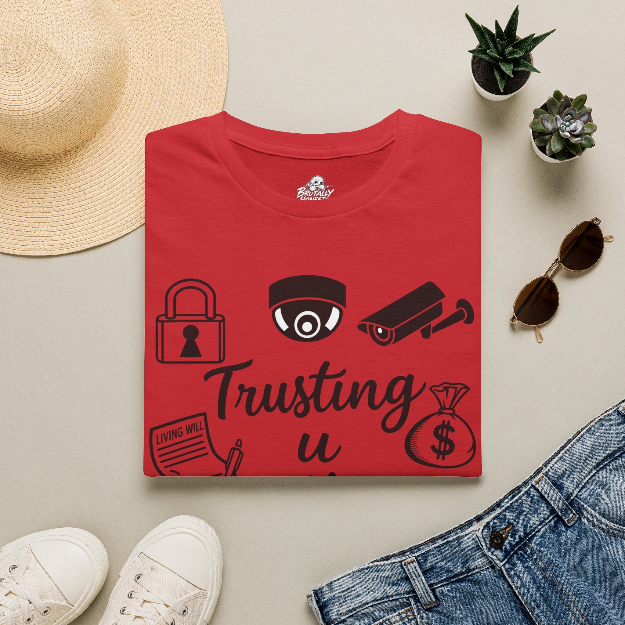 Trusting U is Hard 2 Do Graphic Tee – Security & Privacy Icon Streetwear Unisex Softstyle T-Shirt
